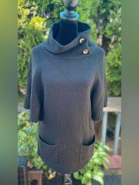 Vintage AGB Black Short Sleeve Wide Turtle Neck Sweater Size Small